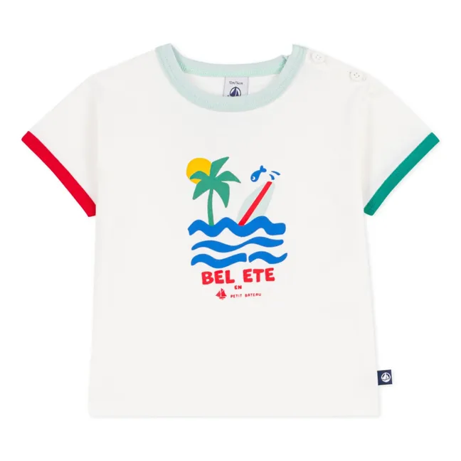 Maglietta Bel Eté in cotone organico a contrasto | Bianco