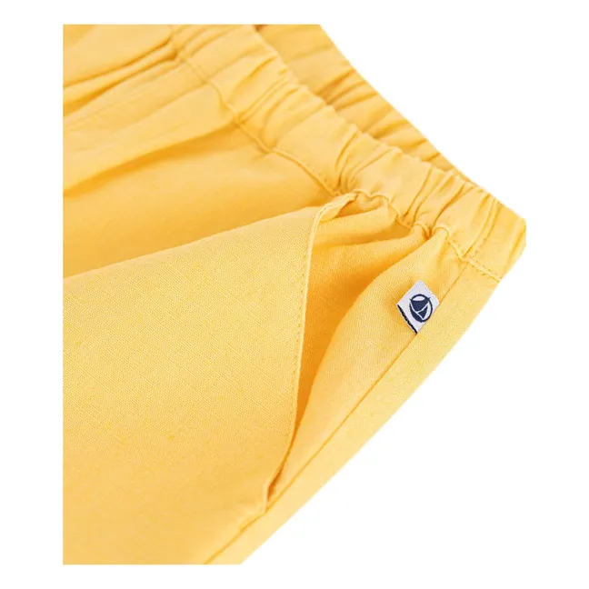 Pantalones lisos de lino | Amarillo