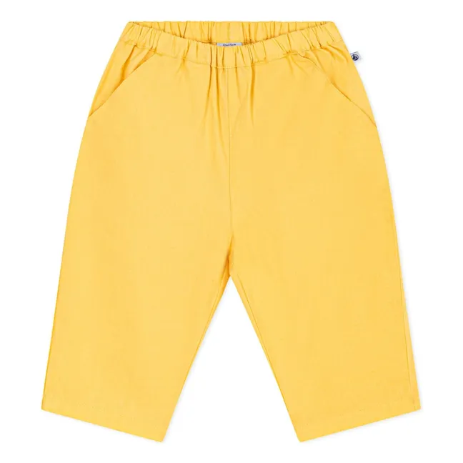 Pantaloni di lino a tinta unita | Giallo