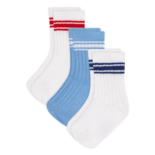 Lot de 3 Paires de Chaussettes Côtelées Sport | Blanc