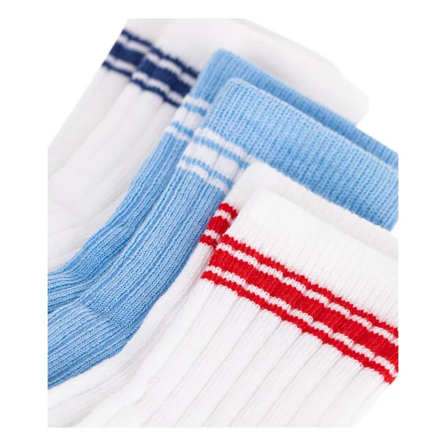 Lot de 3 Paires de Chaussettes Côtelées Sport | Blanc