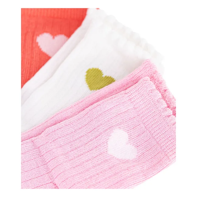 Lot de 3 Paires de Chaussettes Côtelées | Rose