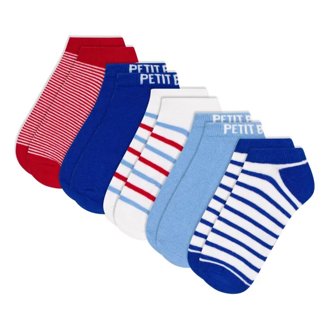 Pack of 5 Pairs of Striped Low Socks | Blue