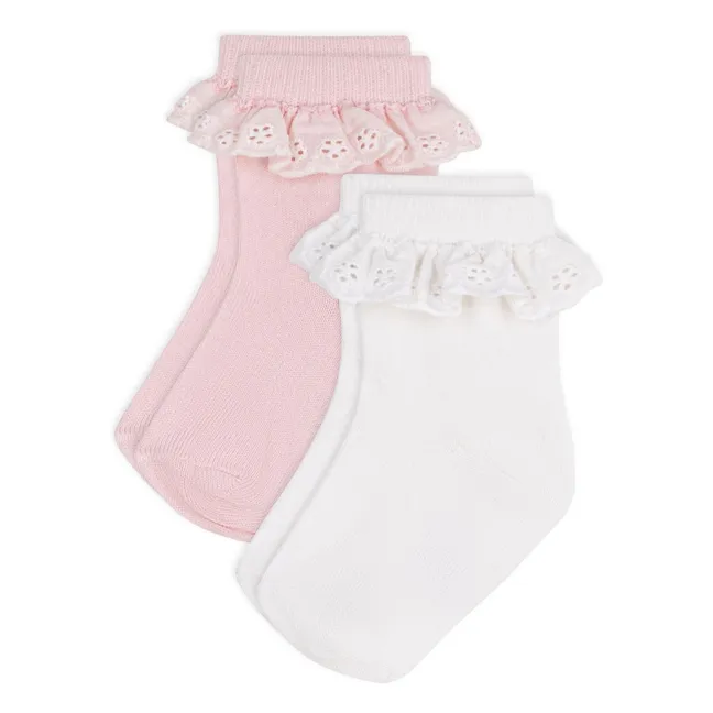 Lot de 2 Paires de Chaussettes Volants | Rose