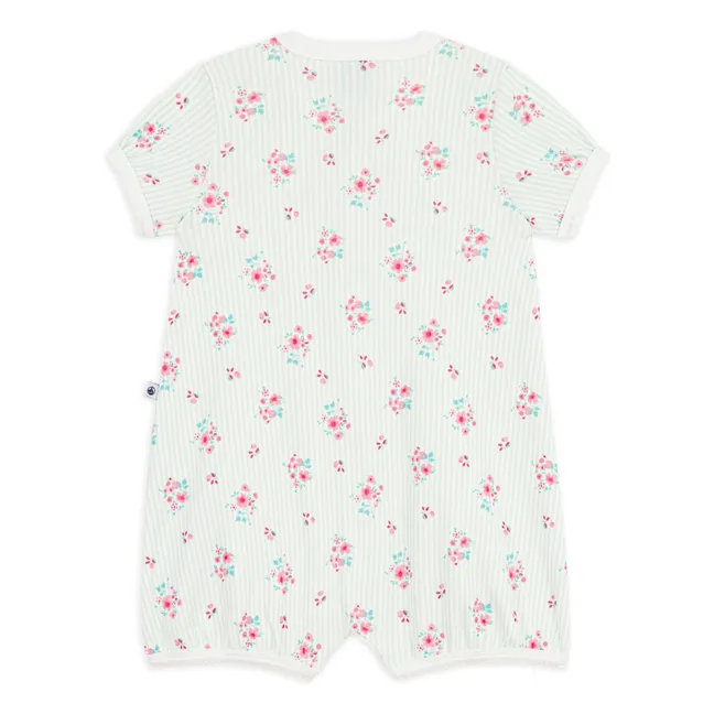 Pyjama Combishort Blume Bio-Baumwolle | Weiß