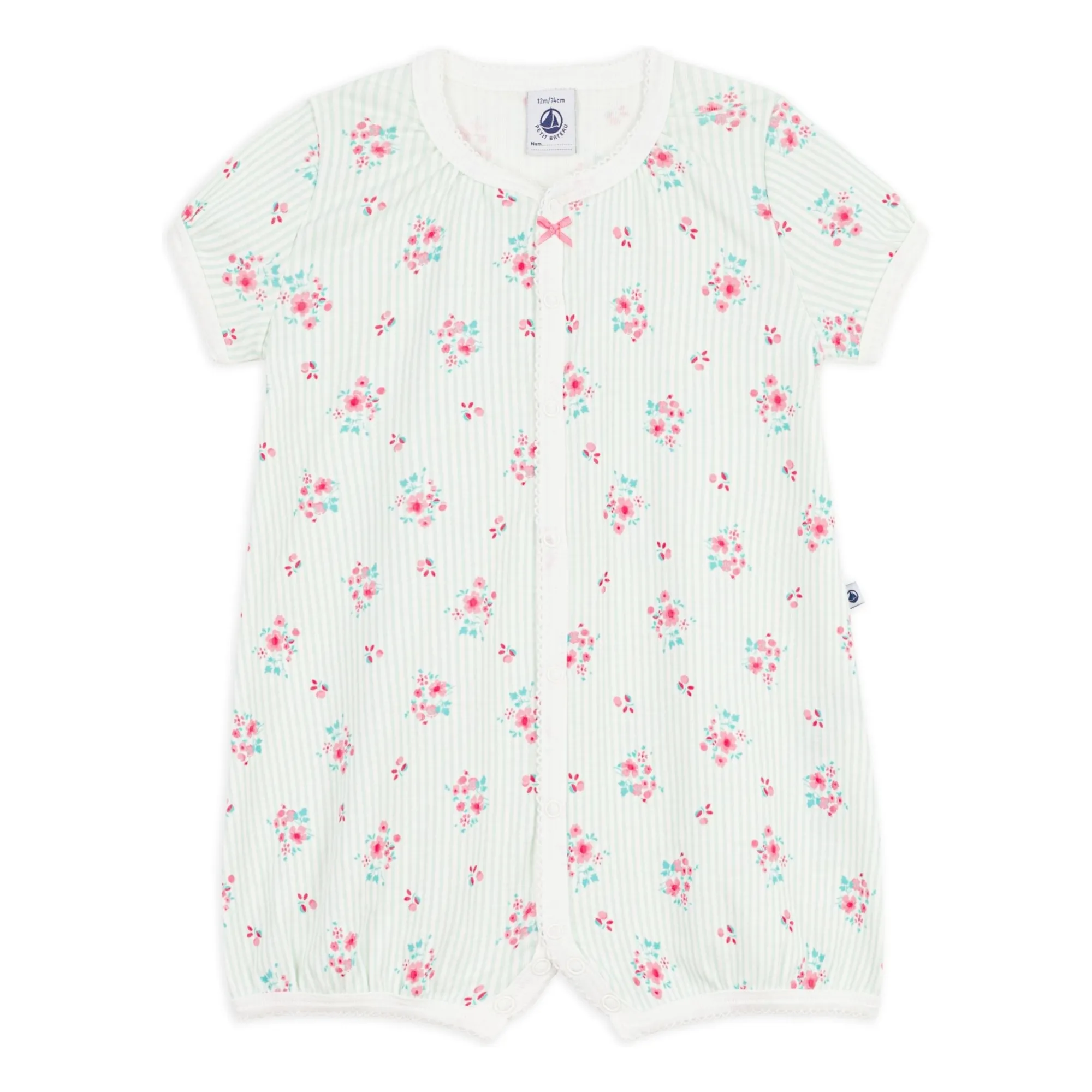 Petit Bateau Girls White Organic Cotton Floral Pyjama Briefs