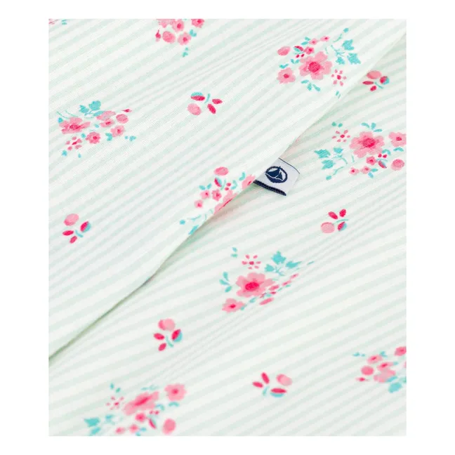 Pyjama Combishort Fleuri Coton Bio | Blanc