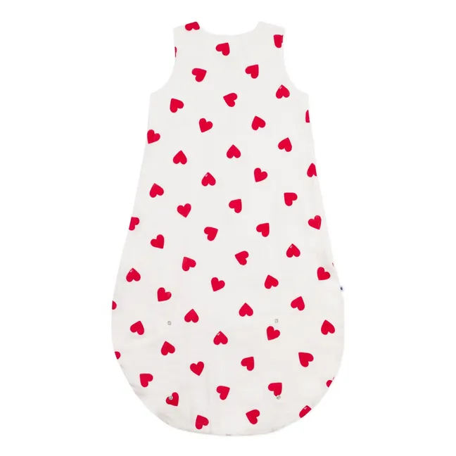 Sleep sack Cotton gauze hearts | White
