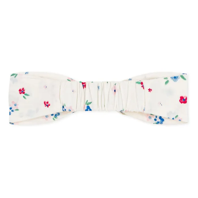 Bandeau Nœud Fleuri Popeline Coton Bio | Blanc