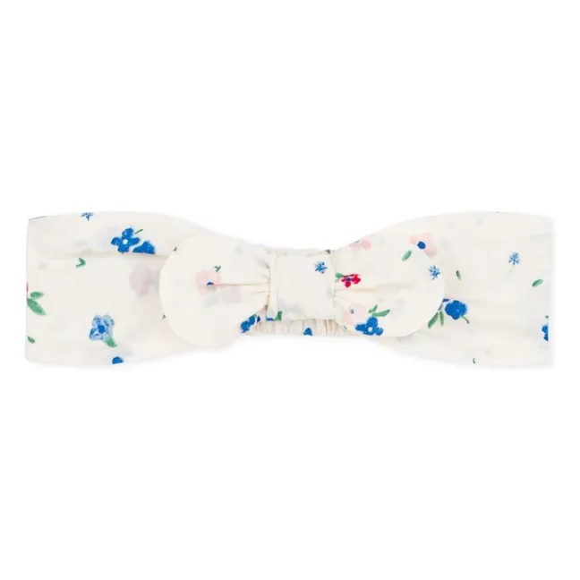Bandeau Nœud Fleuri Popeline Coton Bio | Blanc