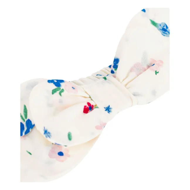 Bandeau Nœud Fleuri Popeline Coton Bio | Blanc