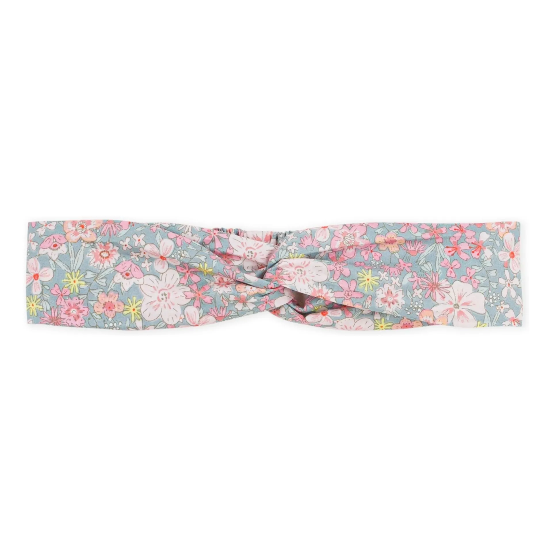 Petit Bateau Girls Grey Blue Organic Cotton Poplin Flower Headband