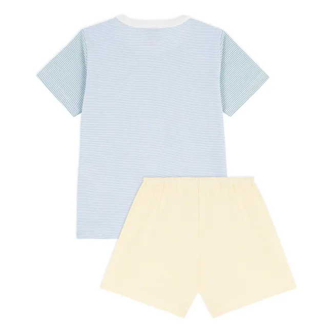 Pyjama Short Colorblock Rayé Milleraies | Bleu