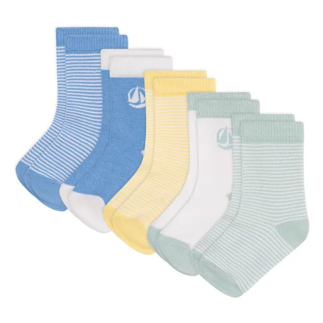 Lot de 5 Paires de Chaussettes Epaisses Rayées | Bleu