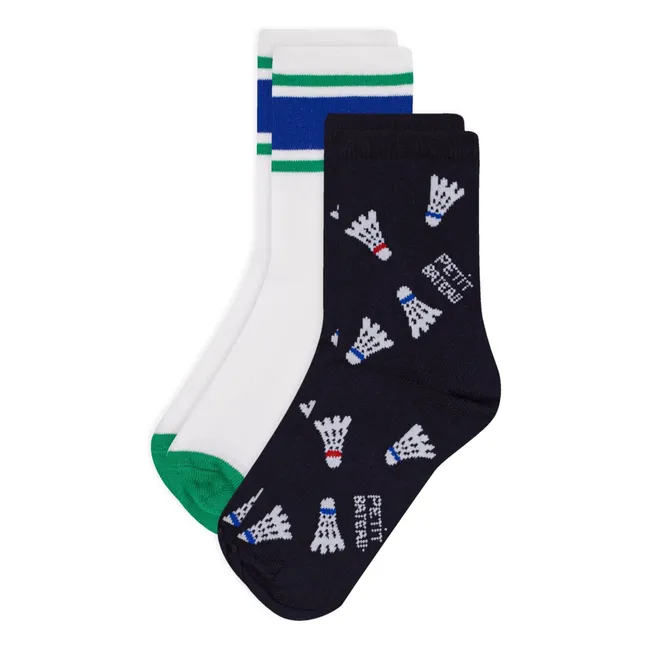 Set of 2 Pairs of Badminton Socks | Navy blue