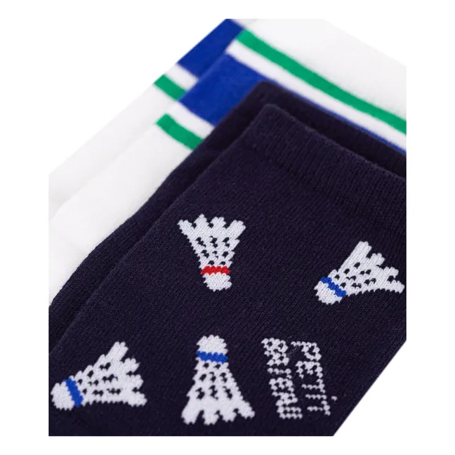 Set of 2 Pairs of Badminton Socks | Navy blue