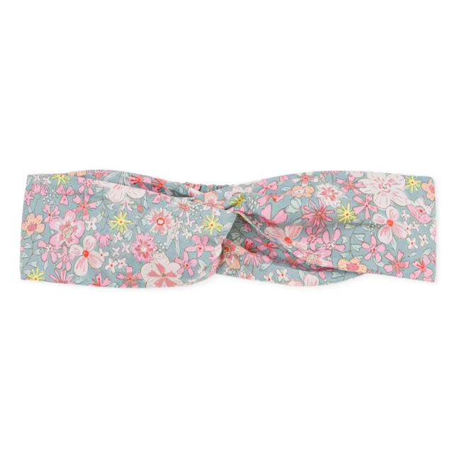 Organic Cotton Poplin Flower Headband for Babies | Grey blue