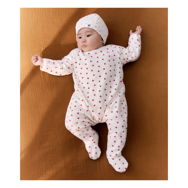 Pyjama Dors Bien Cœurs Velours Coton Bio | Blanc