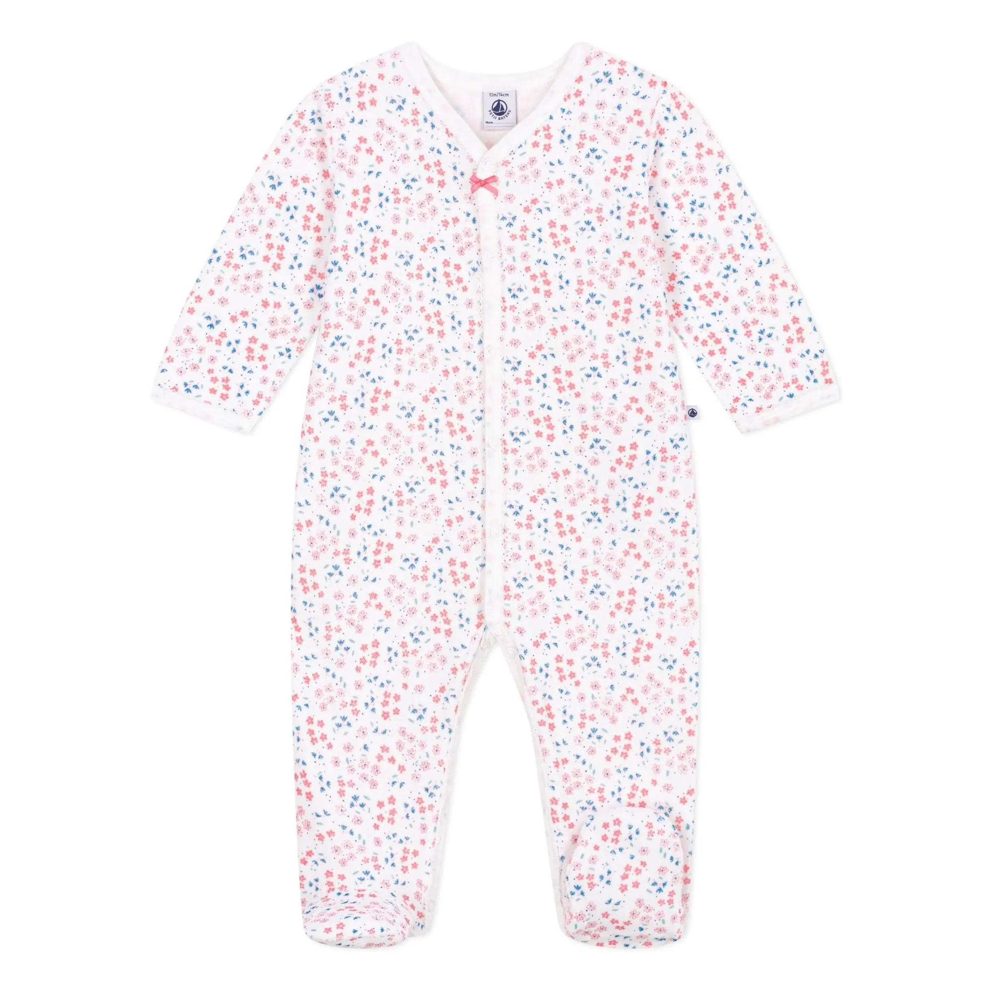 Petit Bateau Girls White Dors Bien Fleuri Velours Pyjamas