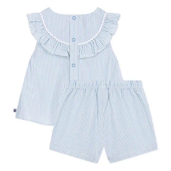 Ensemble Blouse et Short Seersucker Coton Bio | Blanc