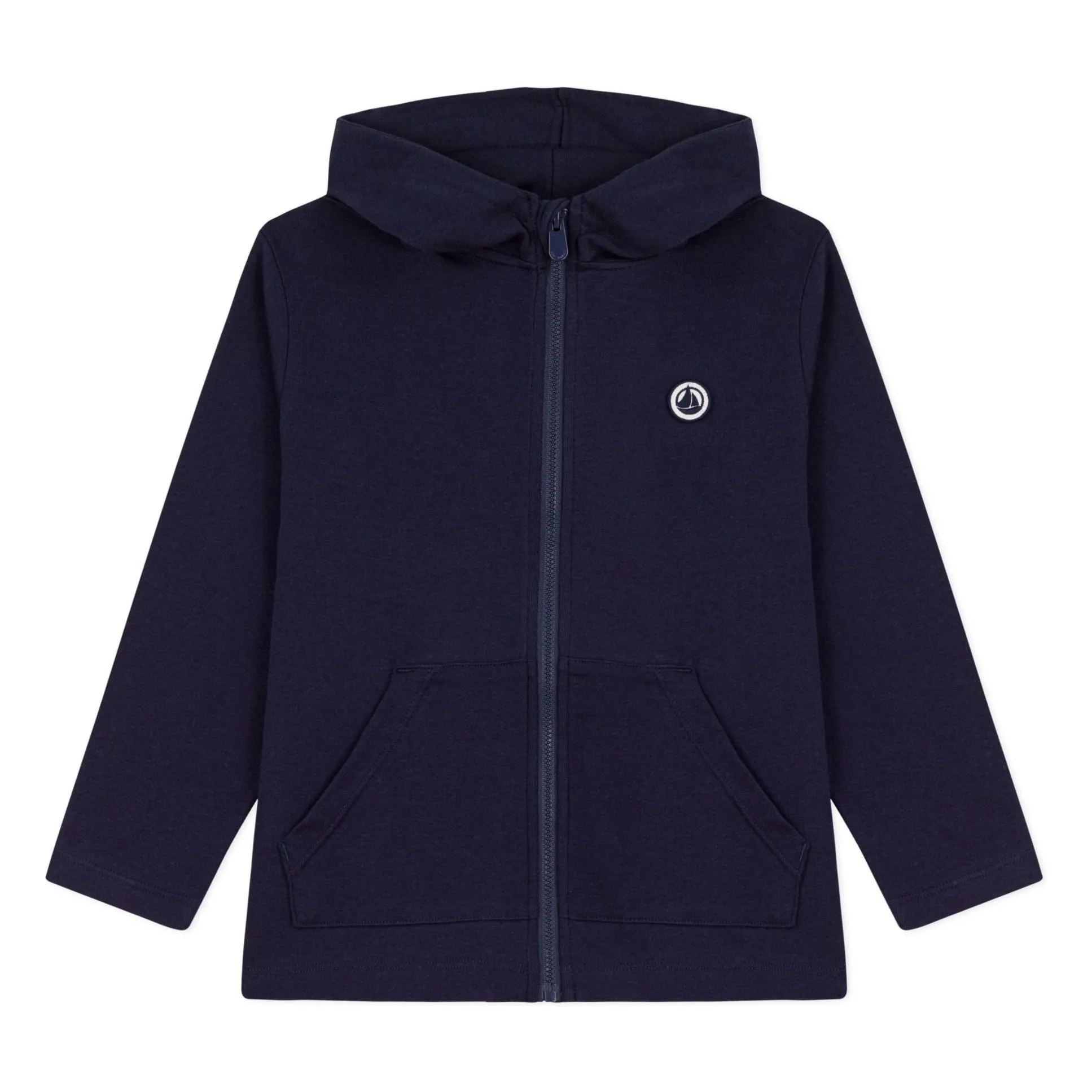 Petit Bateau Boys Navy Blue Zipped Hoodie