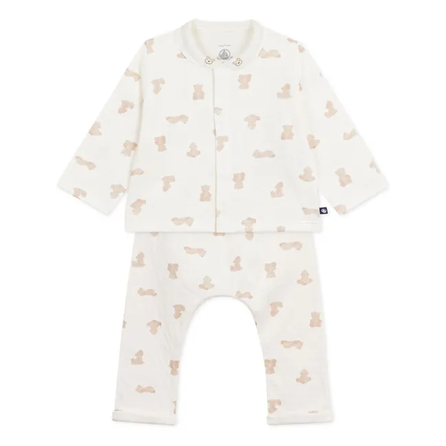 Conjunto de body, chaleco y pantalón de algodón orgánico Tubique Teddy | Blanco