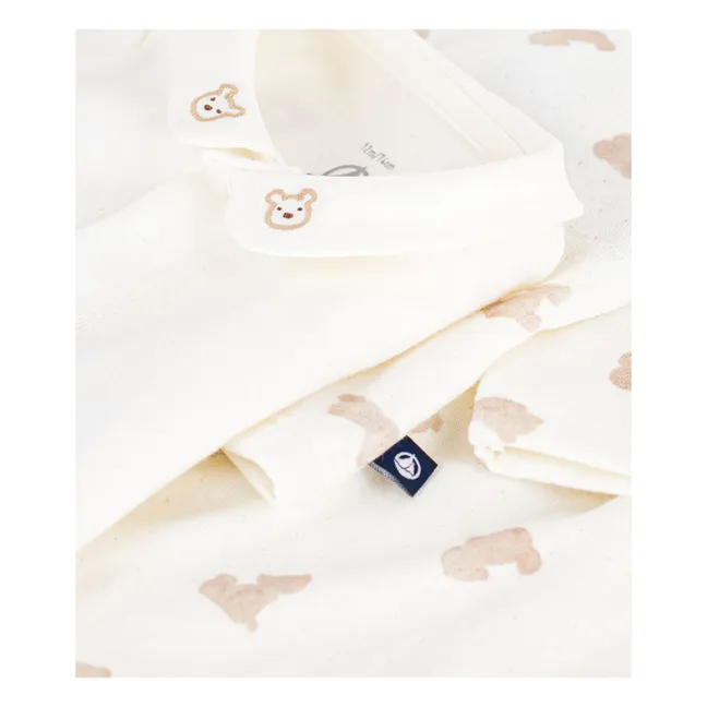 Ensemble Body Gilet et Pantalon Oursons Tubique Coton Bio | Blanc