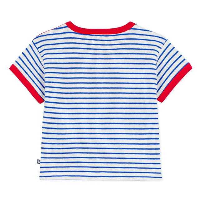 Camiseta nido de abeja a rayas | Crudo