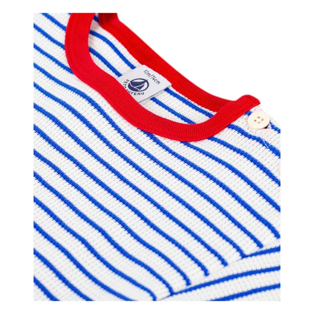 Camiseta nido de abeja a rayas | Crudo