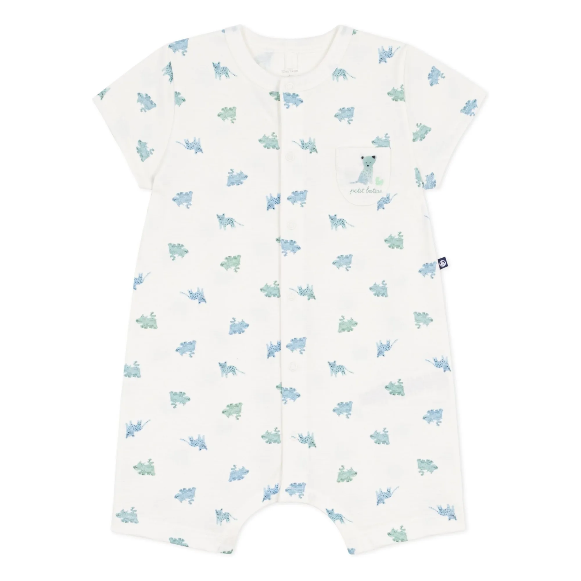 Petit Bateau Boys White Combishort Animals Organic Cotton