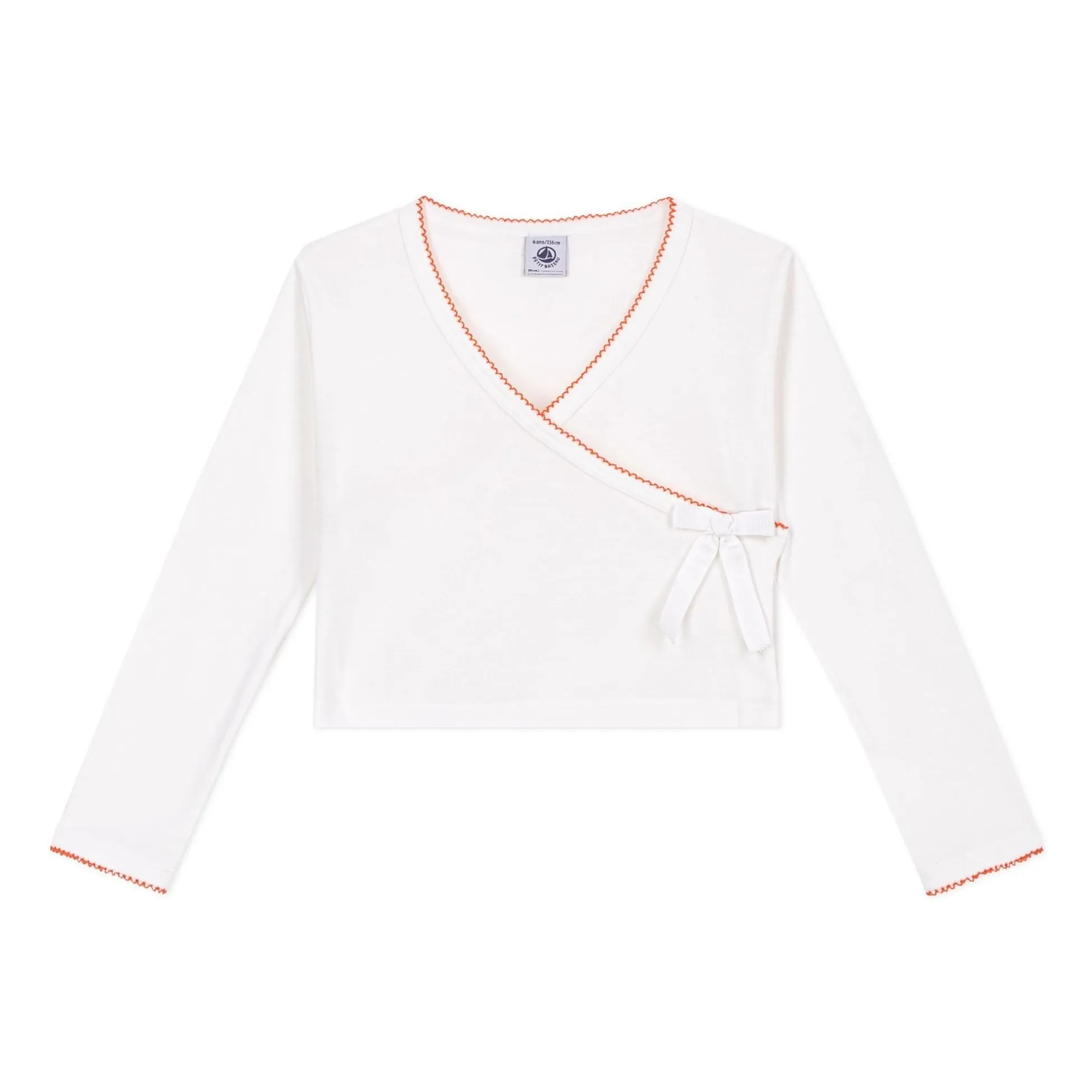 Petit Bateau Girls White Gilet Cache Coeur Uni
