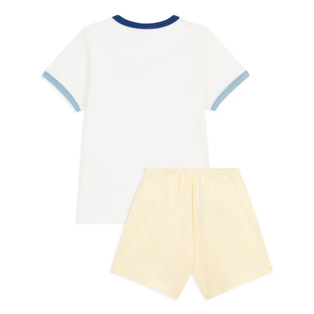 Pijama corto Ocean de algodón ecológico | Blanco