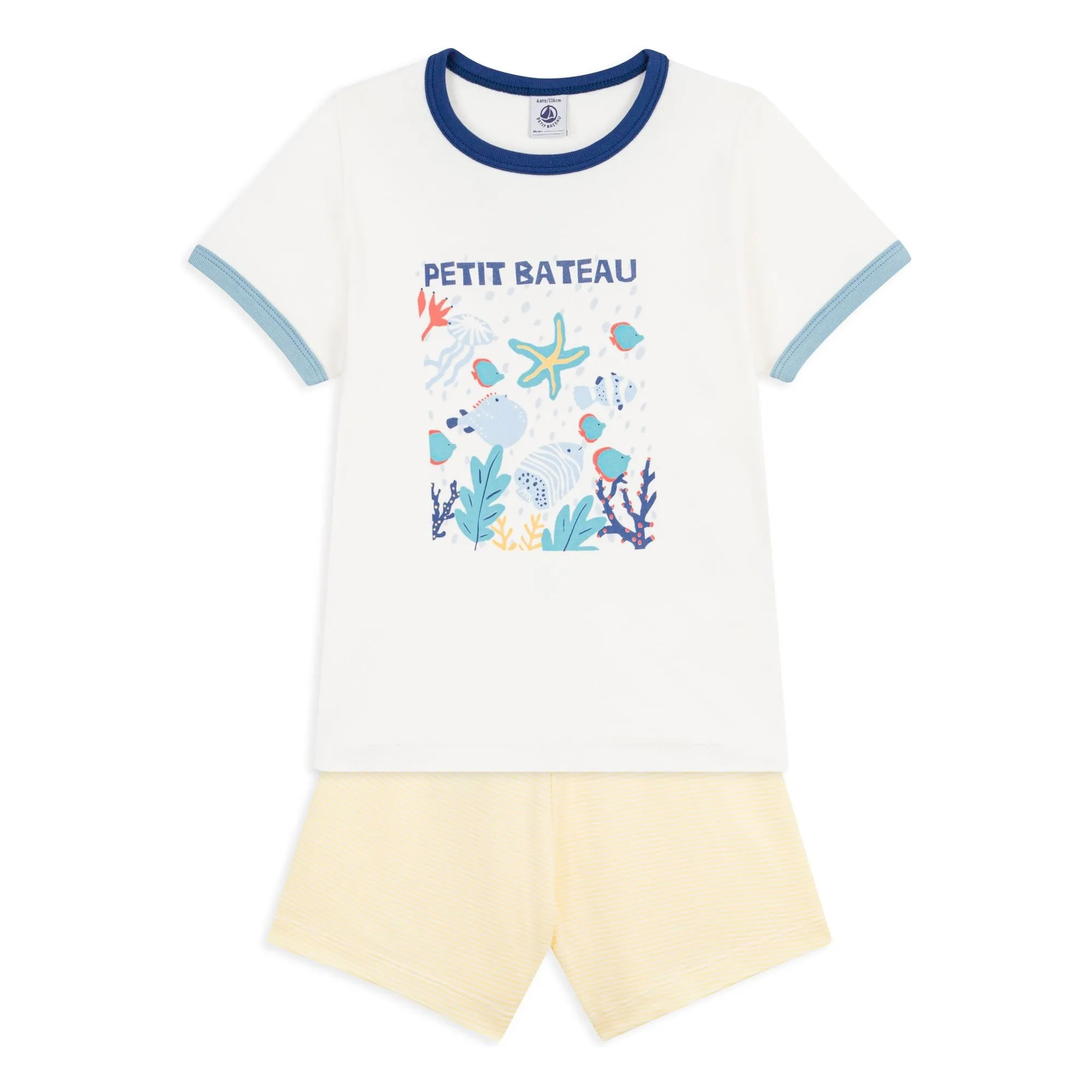 Pyjama Short Océan Coton Bio | Blanc- Image produit n°3