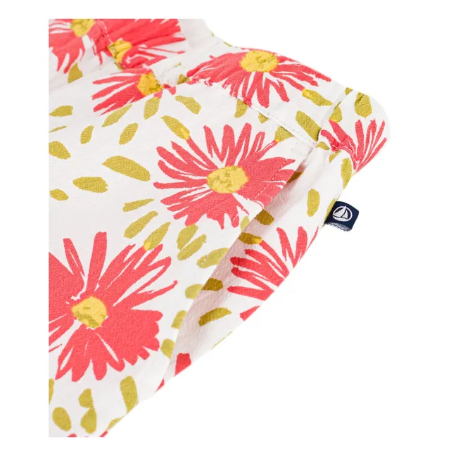 Pantalón floral Crépon de algodón orgánico | Blanco