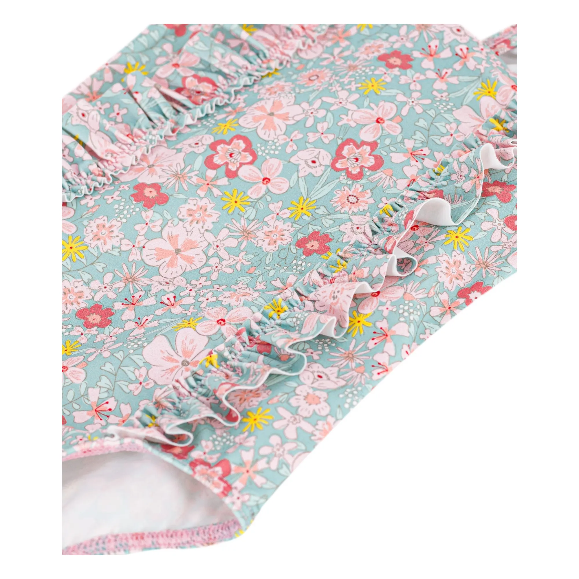 Maillot de Bain Volants Fleuri Bébé | Turquoise- Image produit n°1