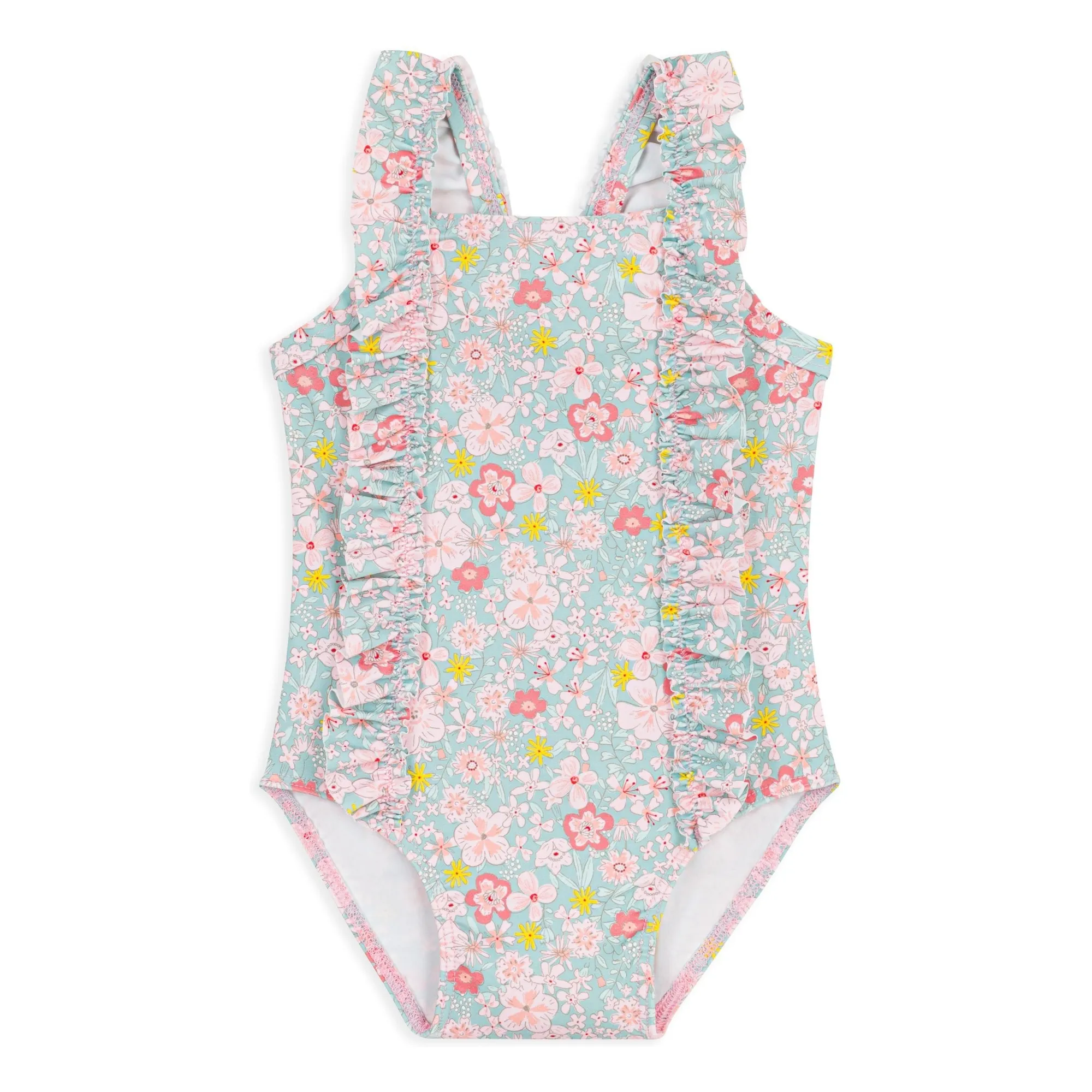 Maillot de Bain Volants Fleuri Bébé | Turquoise- Image produit n°0
