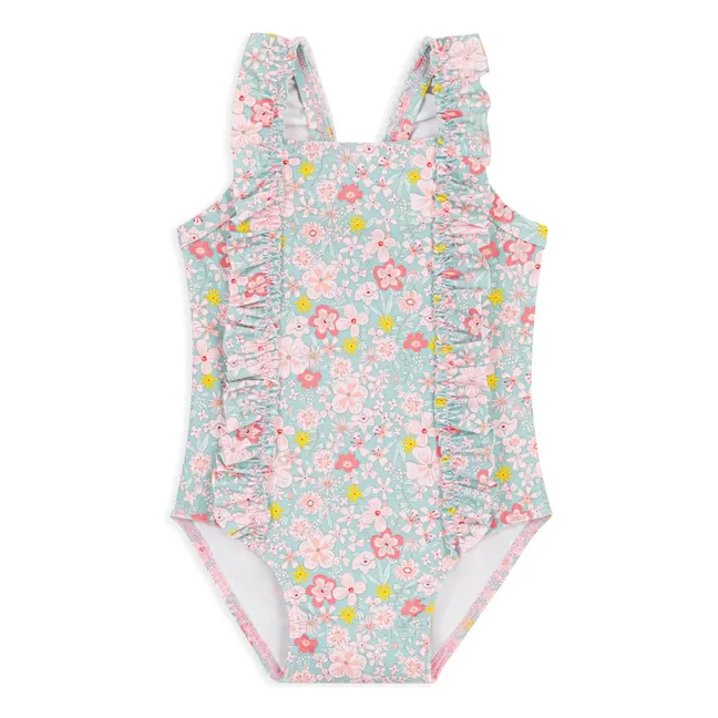 Maillot de Bain Volants Fleuri Bébé | Turquoise