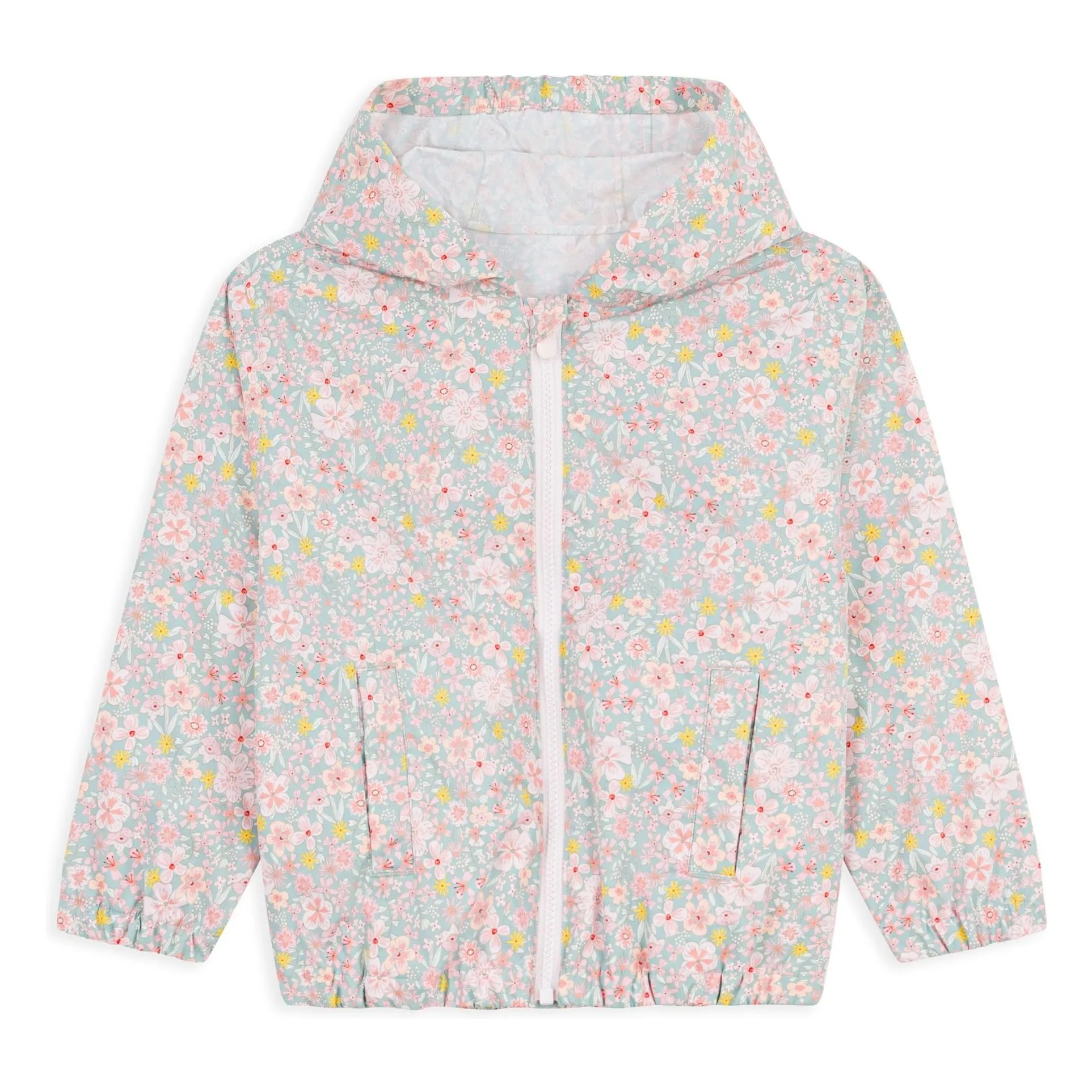 Petit Bateau Girls Grey Blue Recycled Fiber Windbreaker