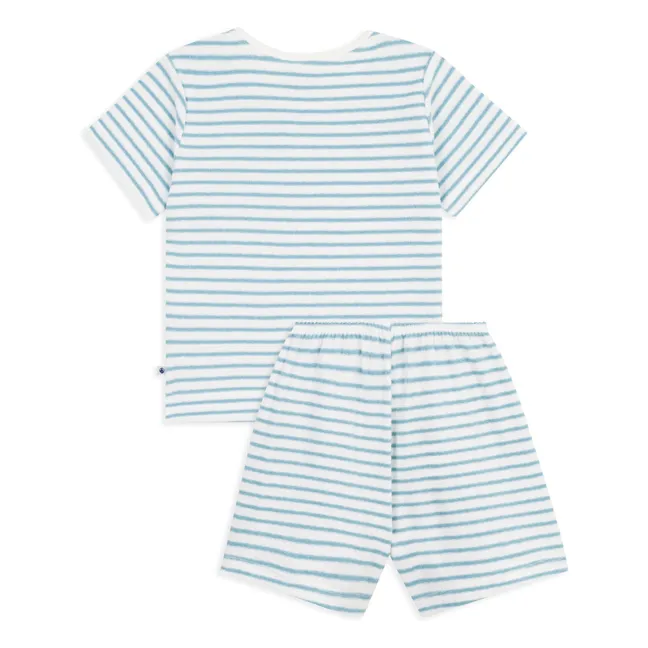 Striped Towelling Pyjama Shorts | Blue