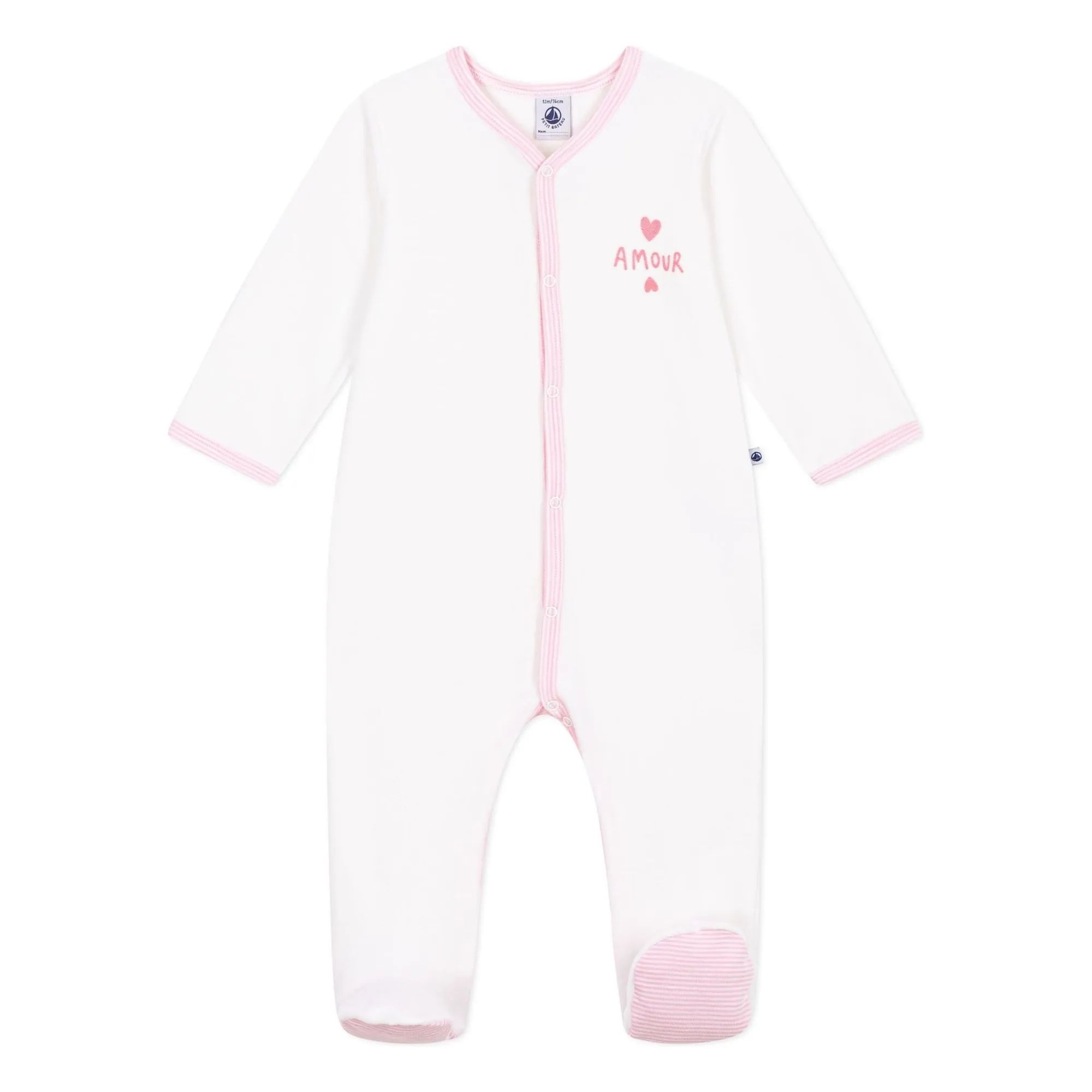 Petit Bateau Girls White Dors Bien Amour Velours Pyjamas