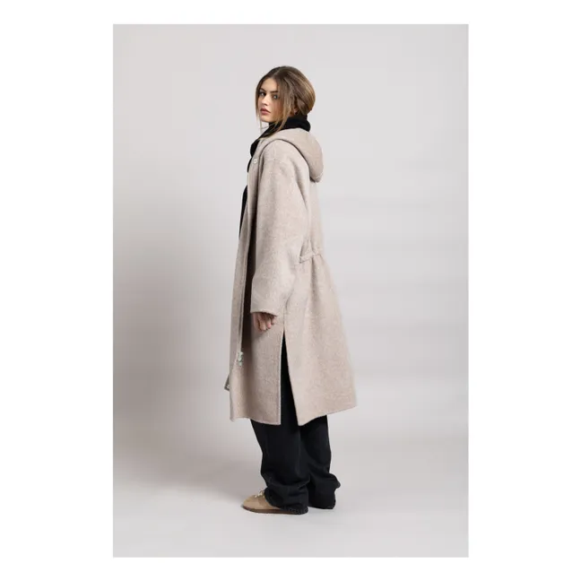 Equinoxe Wool Hooded Coat | Pearl grey