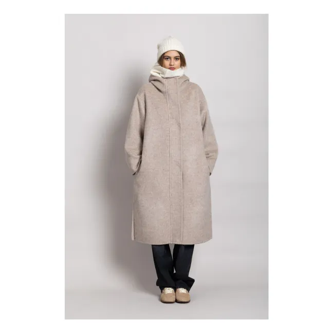Equinoxe Wool Hooded Coat | Pearl grey