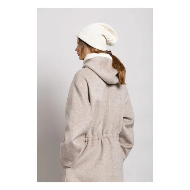 Equinoxe Wool Hooded Coat | Pearl grey