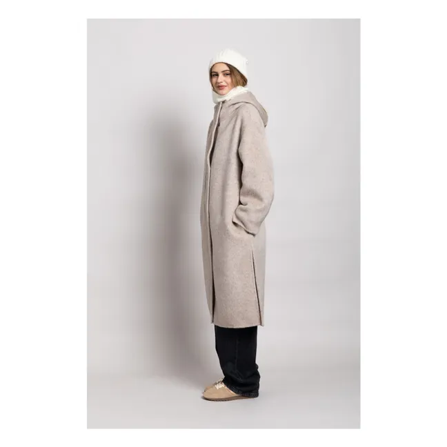 Equinoxe Wool Hooded Coat | Pearl grey