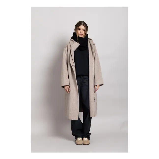 Equinoxe Wool Hooded Coat | Pearl grey