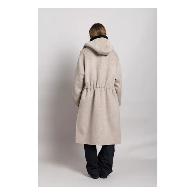 Equinoxe Wool Hooded Coat | Pearl grey