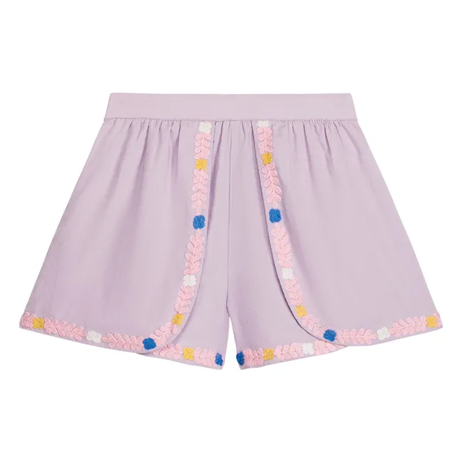 Asya Organic Cotton Embroidered Shorts | Mauve
