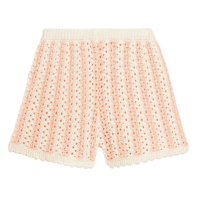 Pantalón corto calado de punto a rayas Mekylane | Rosa