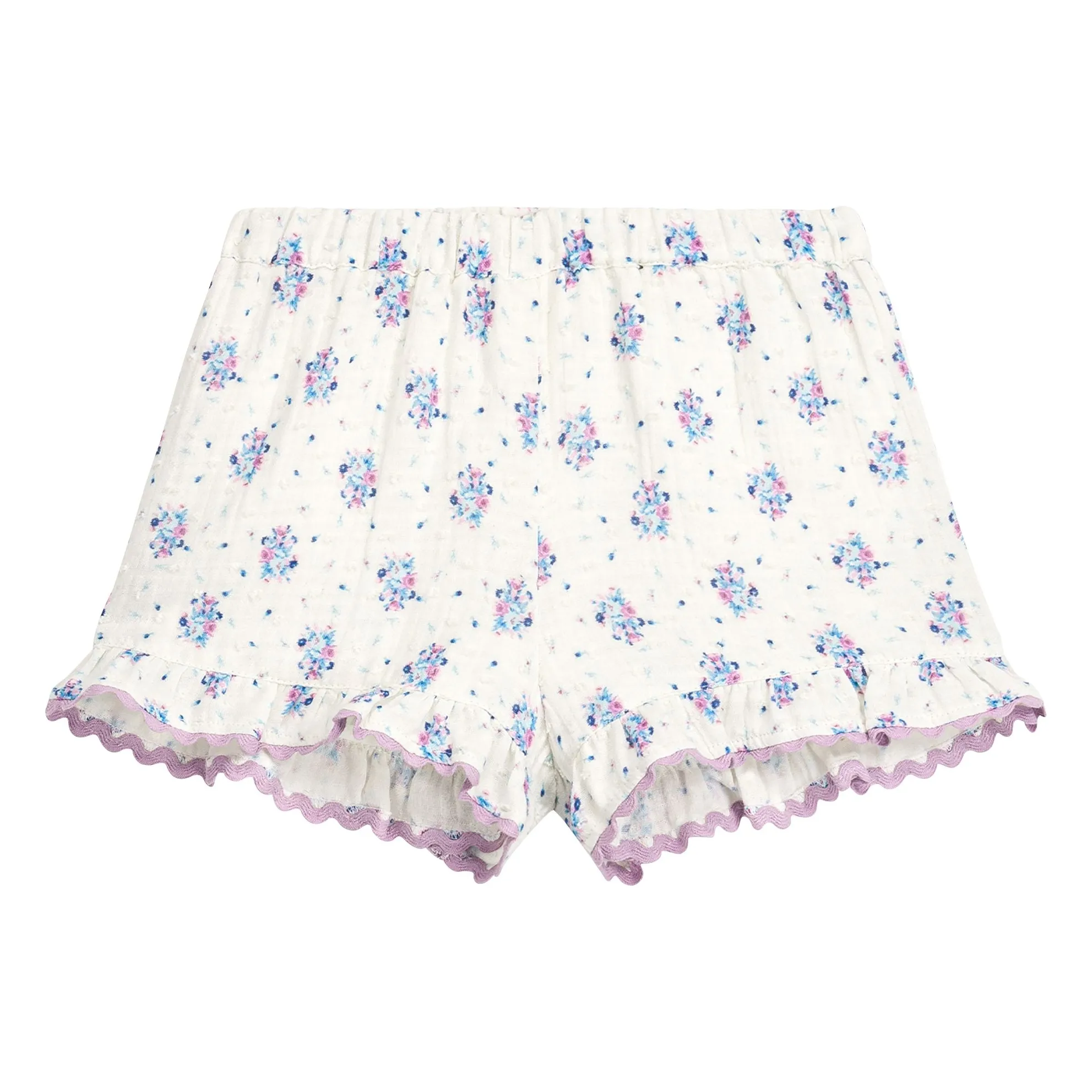 Louise Misha Cream Vallaloid Floral Ruffle Shorts