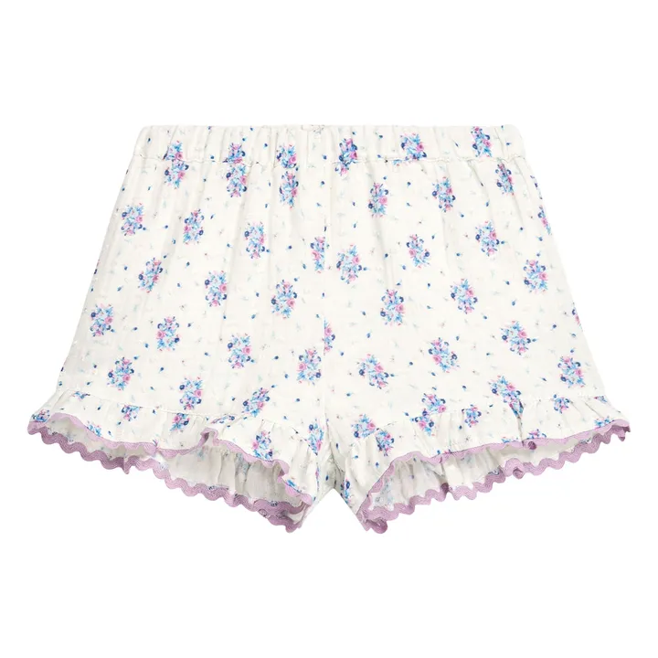 Pantalón corto con volante floral vallado | Crema- Imagen del producto n°0